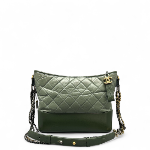 Chanel Quilted Medium Gabrielle Hobo Calfskin Green