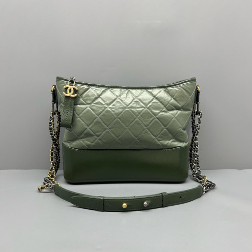 Chanel Quilted Medium Gabrielle Hobo Calfskin Green