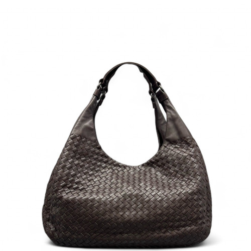 Bottega Veneta Large Campana Hobo Calfskin Intrecciato Dark Brown