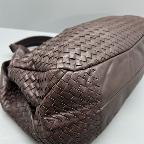Bottega Veneta Large Campana Hobo Calfskin Intrecciato Dark Brown