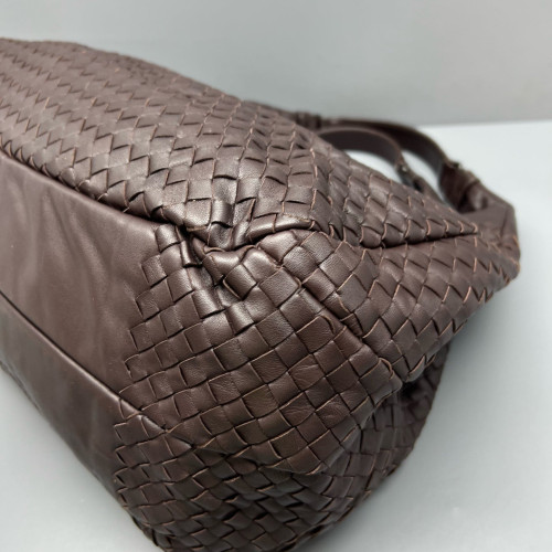 Bottega Veneta Large Campana Hobo Calfskin Intrecciato Dark Brown