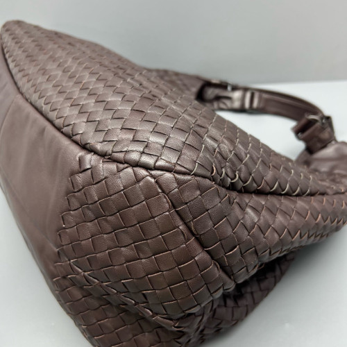 Bottega Veneta Large Campana Hobo Calfskin Intrecciato Dark Brown