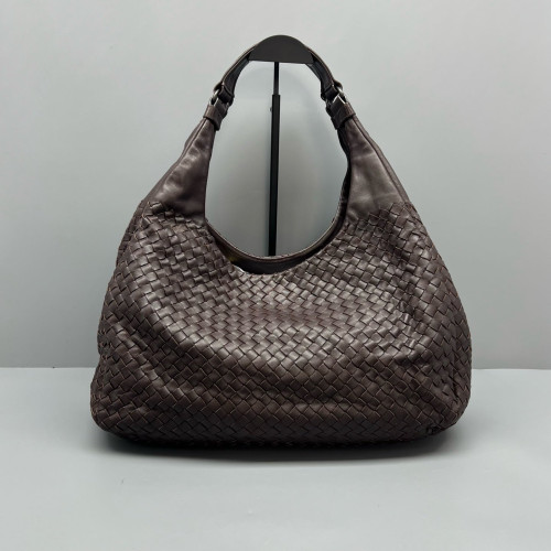 Bottega Veneta Large Campana Hobo Calfskin Intrecciato Dark Brown