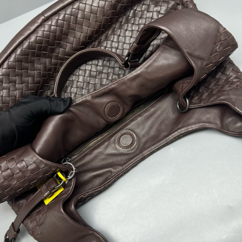 Bottega Veneta Large Campana Hobo Calfskin Intrecciato Dark Brown