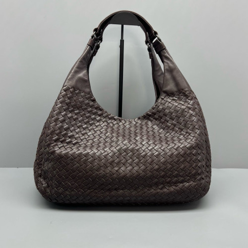 Bottega Veneta Large Campana Hobo Calfskin Intrecciato Dark Brown