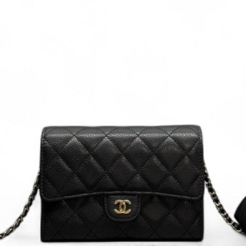 Chanel Quilted Wallet On Chain Calfskin Black