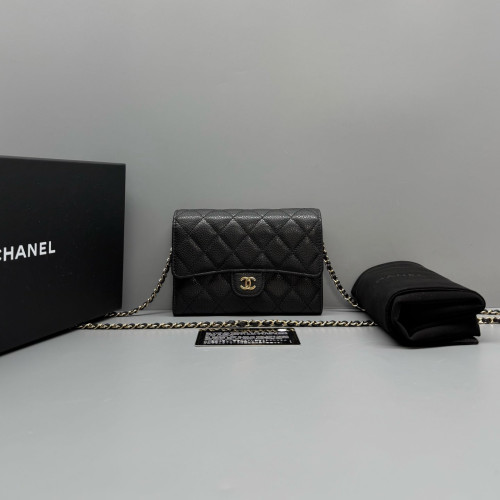 Chanel Quilted Wallet On Chain Calfskin Black