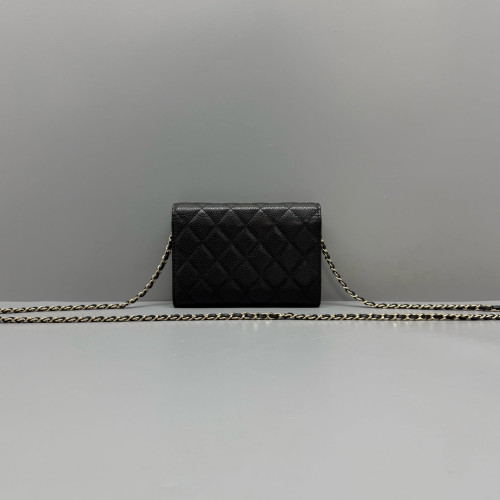 Chanel Quilted Wallet On Chain Calfskin Black