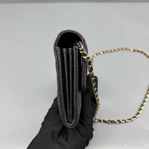 Chanel Quilted Wallet On Chain Calfskin Black