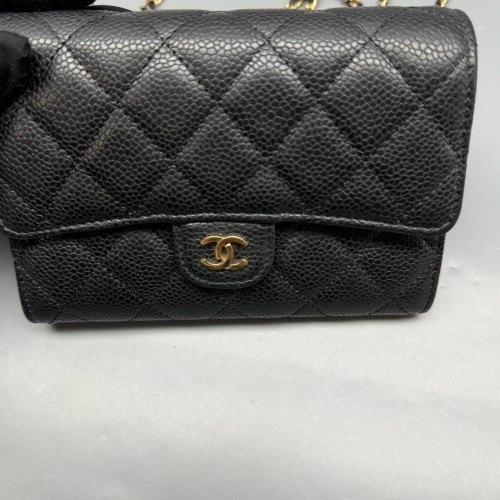 Chanel Quilted Wallet On Chain Calfskin Black