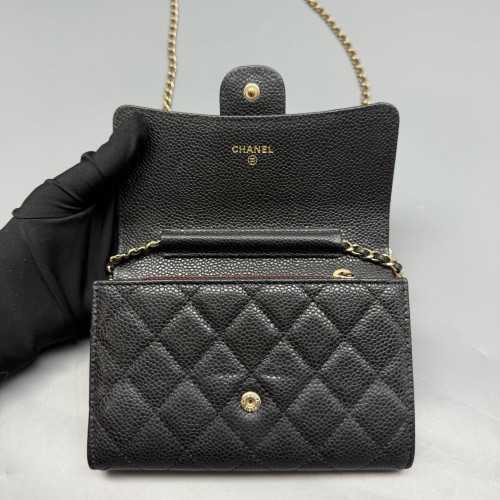 Chanel Quilted Wallet On Chain Calfskin Black