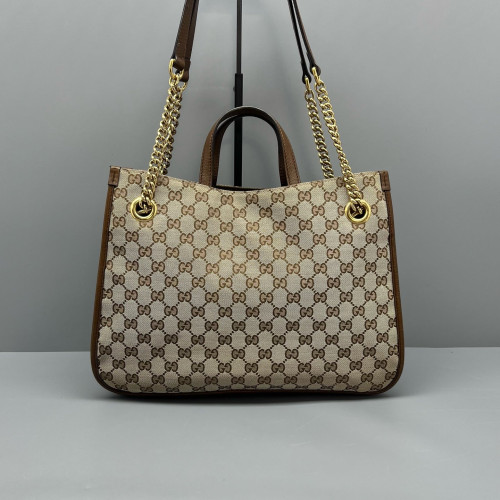 Gucci Medium Horsebit 1955 Tote GG Supreme Monogram Brown Beige