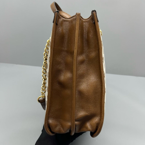 Gucci Medium Horsebit 1955 Tote GG Supreme Monogram Brown Beige