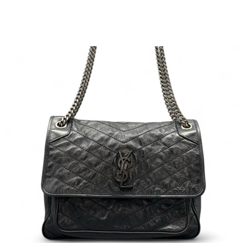 Yves Saint Laurent Large Niki Chain Pull Up Leather Black