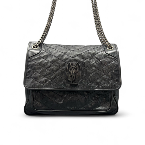 Yves Saint Laurent Large Niki Chain Pull Up Leather Black