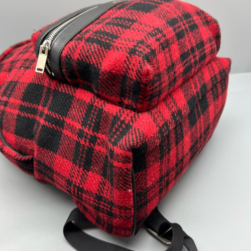 Yves Saint Laurent Backpack Woolen Red Black Yves Saint Laurent Backpack Woolen Red Black