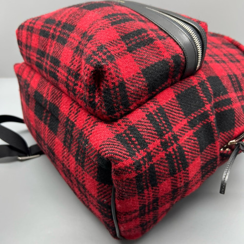 Yves Saint Laurent Backpack Woolen Red Black Yves Saint Laurent Backpack Woolen Red Black