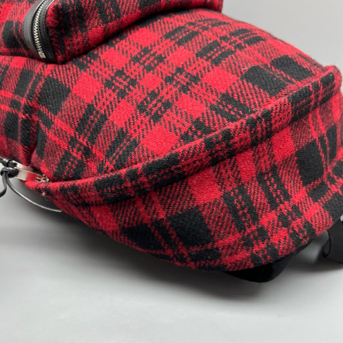 Yves Saint Laurent Backpack Woolen Red Black Yves Saint Laurent Backpack Woolen Red Black