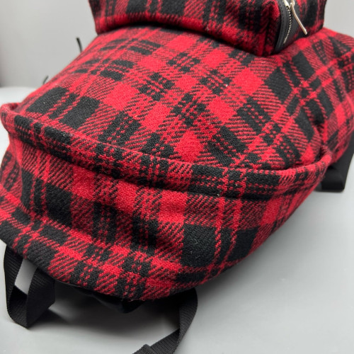 Yves Saint Laurent Backpack Woolen Red Black Yves Saint Laurent Backpack Woolen Red Black