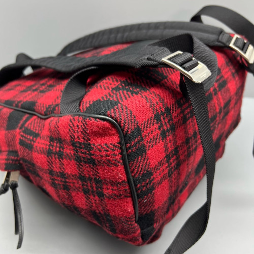 Yves Saint Laurent Backpack Woolen Red Black Yves Saint Laurent Backpack Woolen Red Black