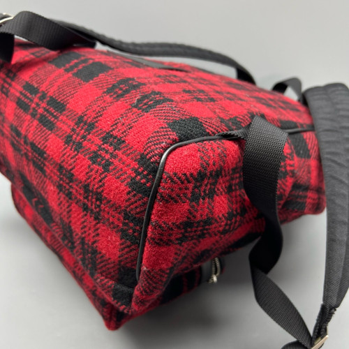 Yves Saint Laurent Backpack Woolen Red Black Yves Saint Laurent Backpack Woolen Red Black