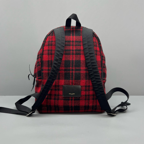 Yves Saint Laurent Backpack Woolen Red Black Yves Saint Laurent Backpack Woolen Red Black