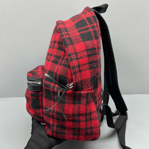 Yves Saint Laurent Backpack Woolen Red Black Yves Saint Laurent Backpack Woolen Red Black