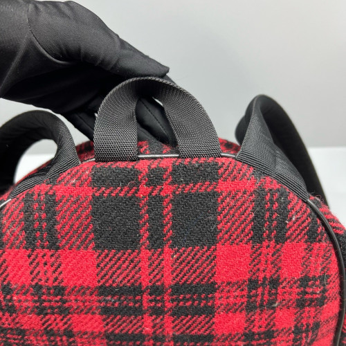 Yves Saint Laurent Backpack Woolen Red Black Yves Saint Laurent Backpack Woolen Red Black