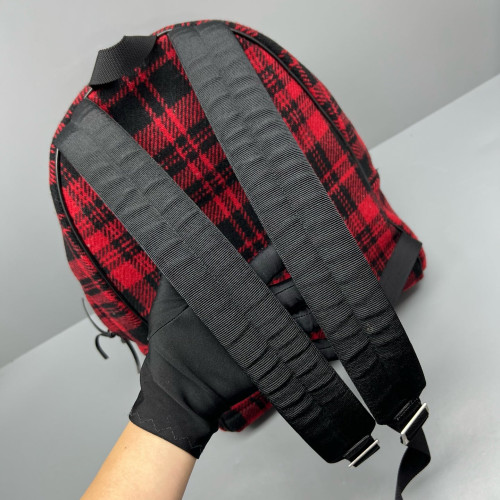 Yves Saint Laurent Backpack Woolen Red Black Yves Saint Laurent Backpack Woolen Red Black