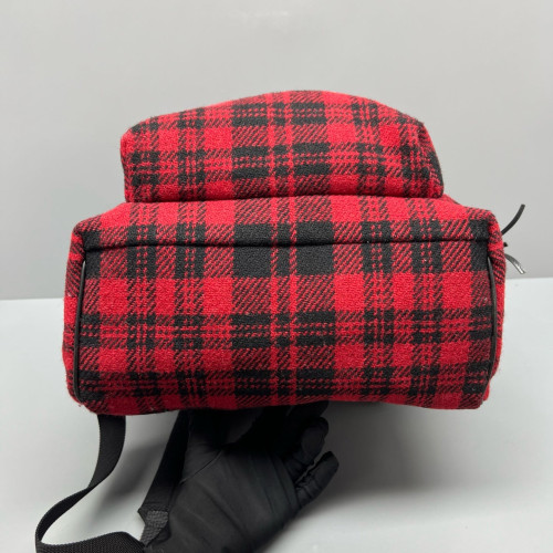 Yves Saint Laurent Backpack Woolen Red Black Yves Saint Laurent Backpack Woolen Red Black