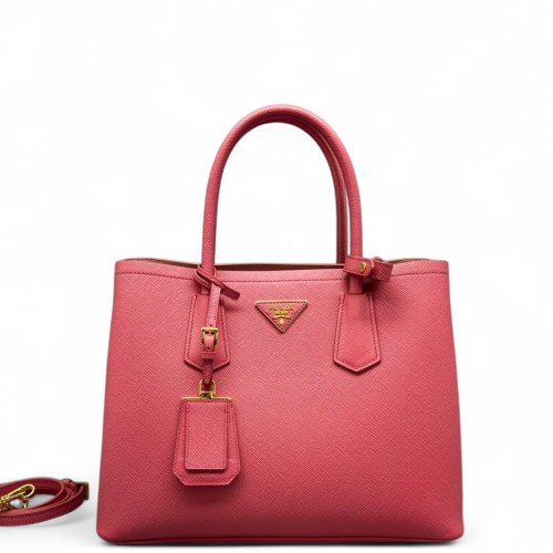 Prada Medium Double Handle Bag Saffiano Calfskin Pink