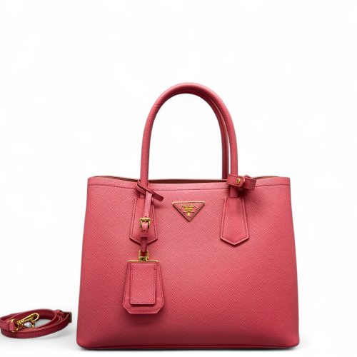 Prada Medium Double Handle Bag Saffiano Calfskin Pink