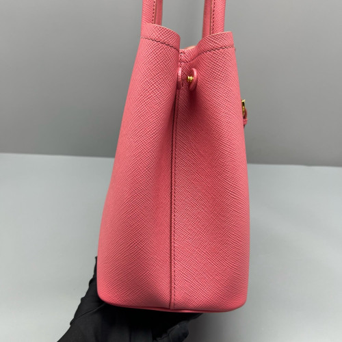 Prada Medium Double Handle Bag Saffiano Calfskin Pink