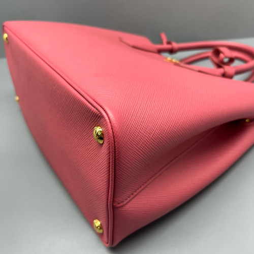 Prada Medium Double Handle Bag Saffiano Calfskin Pink
