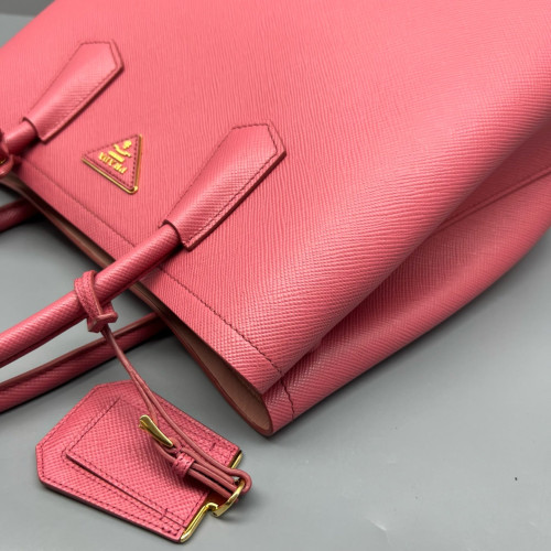 Prada Medium Double Handle Bag Saffiano Calfskin Pink
