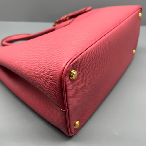 Prada Medium Double Handle Bag Saffiano Calfskin Pink