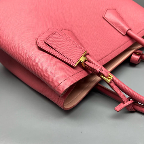 Prada Medium Double Handle Bag Saffiano Calfskin Pink