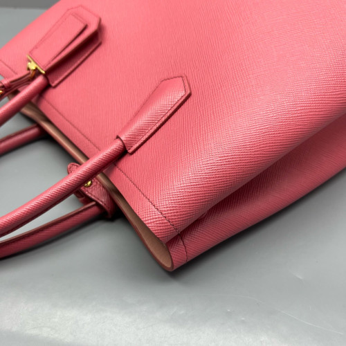 Prada Medium Double Handle Bag Saffiano Calfskin Pink