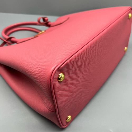 Prada Medium Double Handle Bag Saffiano Calfskin Pink