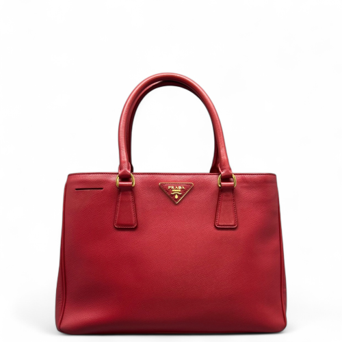 Prada Medium Galleria Double Zip Tote Saffiano Calfskin Red Prada Medium Galleria Double Zip Tote Saffiano Calfskin Red