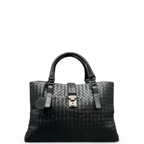 Bottega Veneta Large Roma Tote Bag Calfskin Intrecciato Black