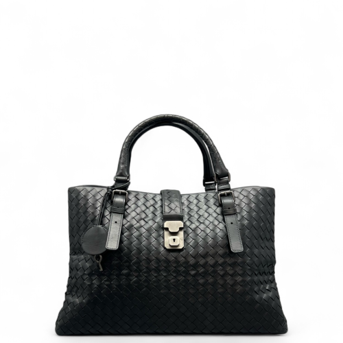 Bottega Veneta Large Roma Tote Bag Calfskin Intrecciato Black