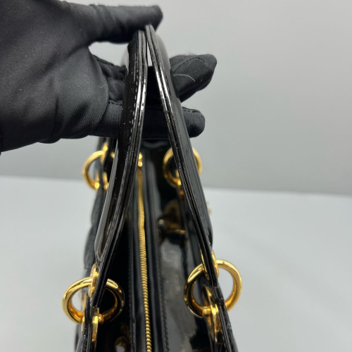 Dior Large Lady Dior Patent Calfskin Black