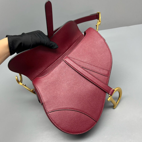 Dior Medium Saddle Bag Grained Calfskin Burgundy Dior Medium Saddle Bag Grained Calfskin Burgundy