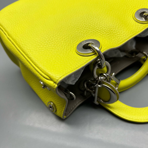Dior Small Diorissimo Tote Grained Calfskin Yellow