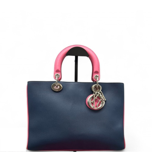 Dior Medium Diorissimo Tote Calfskin Pink Beige Dark Blue