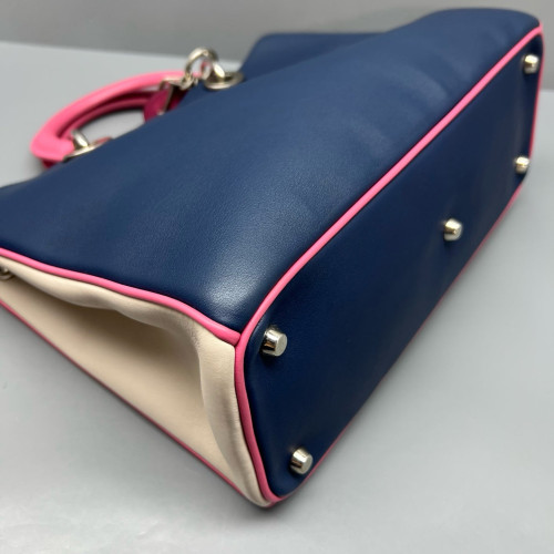 Dior Medium Diorissimo Tote Calfskin Pink Beige Dark Blue