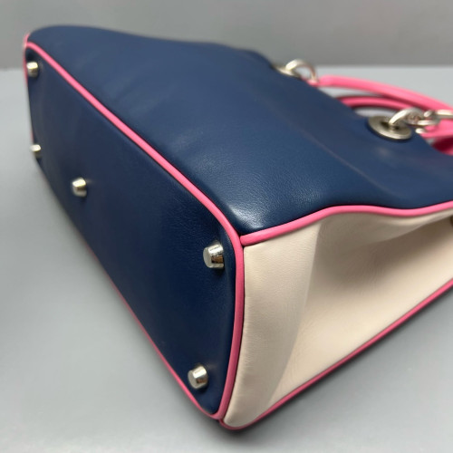 Dior Medium Diorissimo Tote Calfskin Pink Beige Dark Blue
