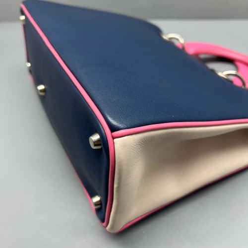 Dior Medium Diorissimo Tote Calfskin Pink Beige Dark Blue