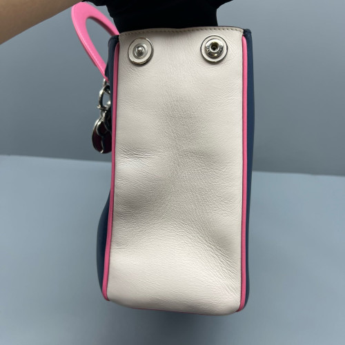 Dior Medium Diorissimo Tote Calfskin Pink Beige Dark Blue